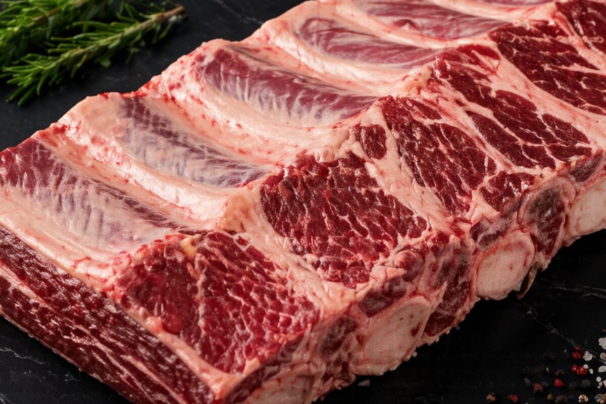 Asado de tira argentino con hueso, costillar