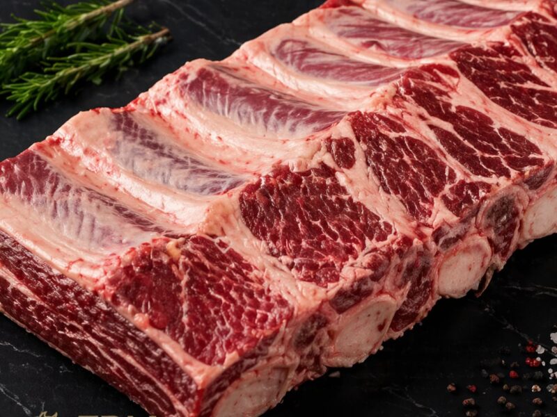 Asado de tira argentino con hueso, costillar