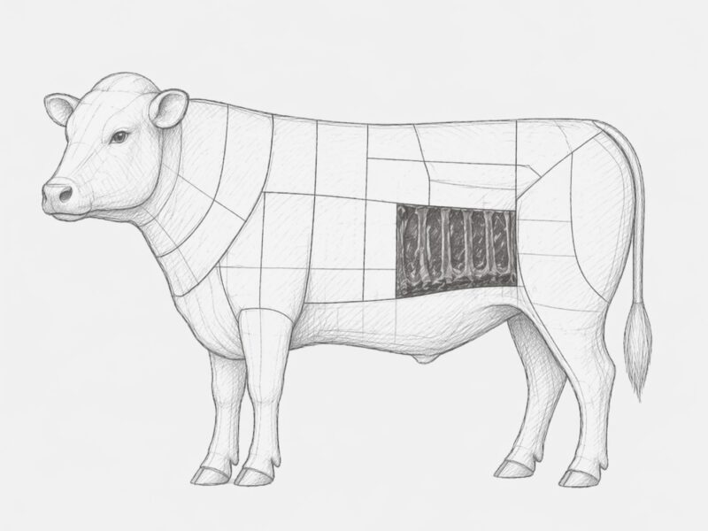Diagrama de cortes de vacuno: asado con hueso